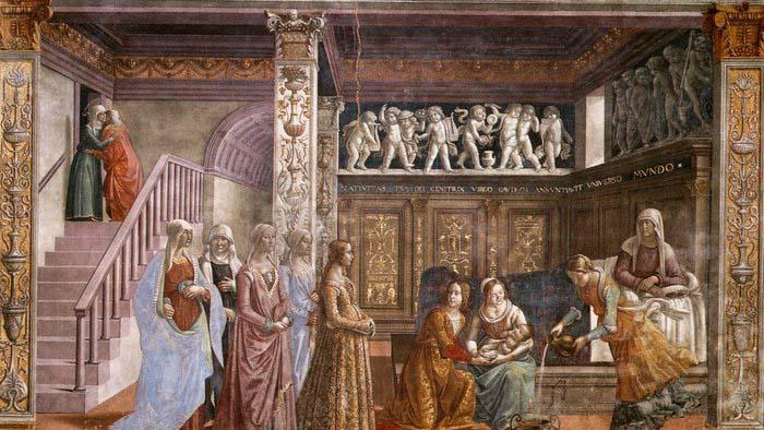 GHIRLANDAIO, Domenico Birth of Mary Spain oil painting art